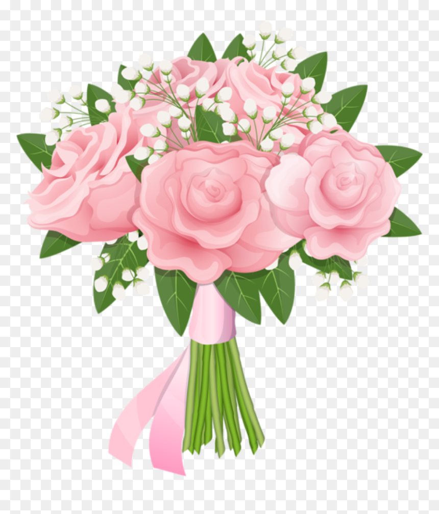 Clipart Pink Bouquet Roses Transparent Background, HD Png Download - pink rose png