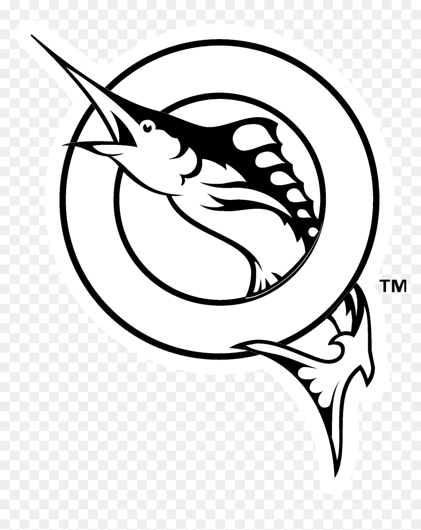 Line Art,fish,marlin,coloring And White,symbol,logo - 1997 Florida Marlins Logo, HD Png Download - marlin png