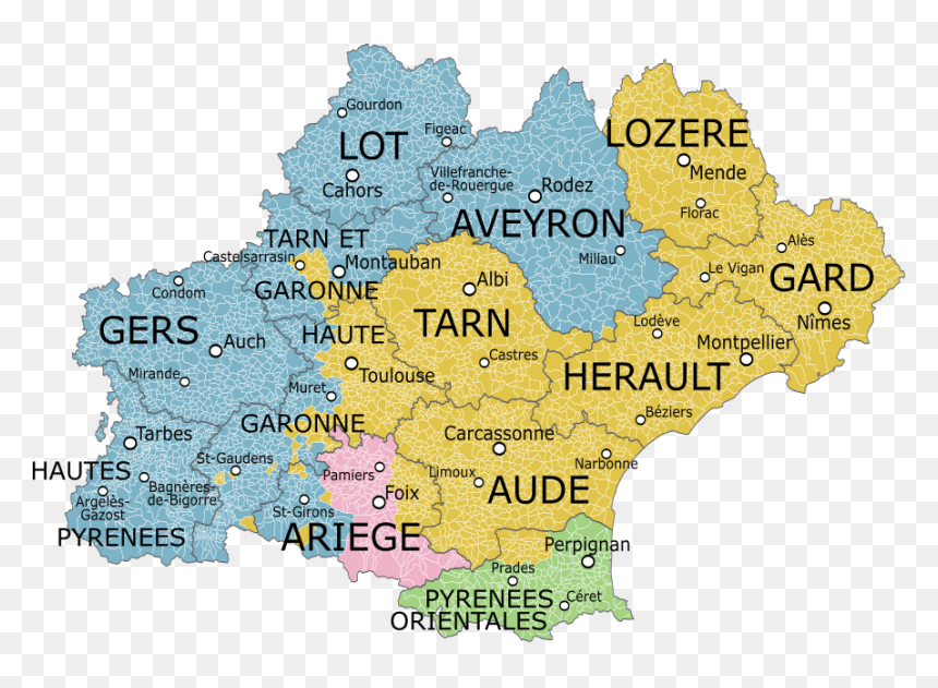 Région Midi Pyrénées Languedoc Roussillon, HD Png Download - france map png