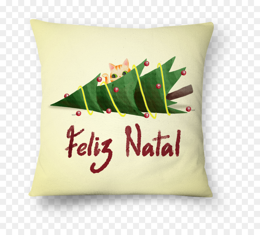 Almofada Natal Com Gatos De Carla Rodriguesna - Cushion, HD Png Download - feliz natal png