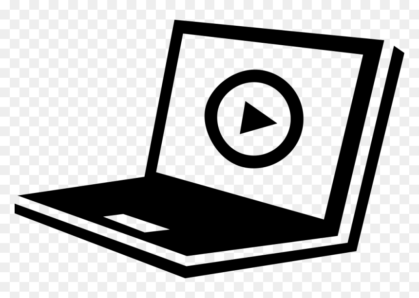 Laptop With Play Button On Screen Comments - Laptop And Books Icon, HD Png Download - play button png black