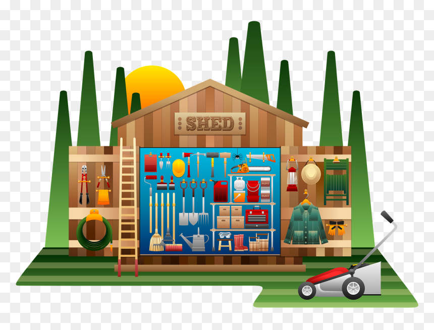Pixabay Garden Shed V1 - Tools In A Shed Clipart, HD Png Download - garden tools png