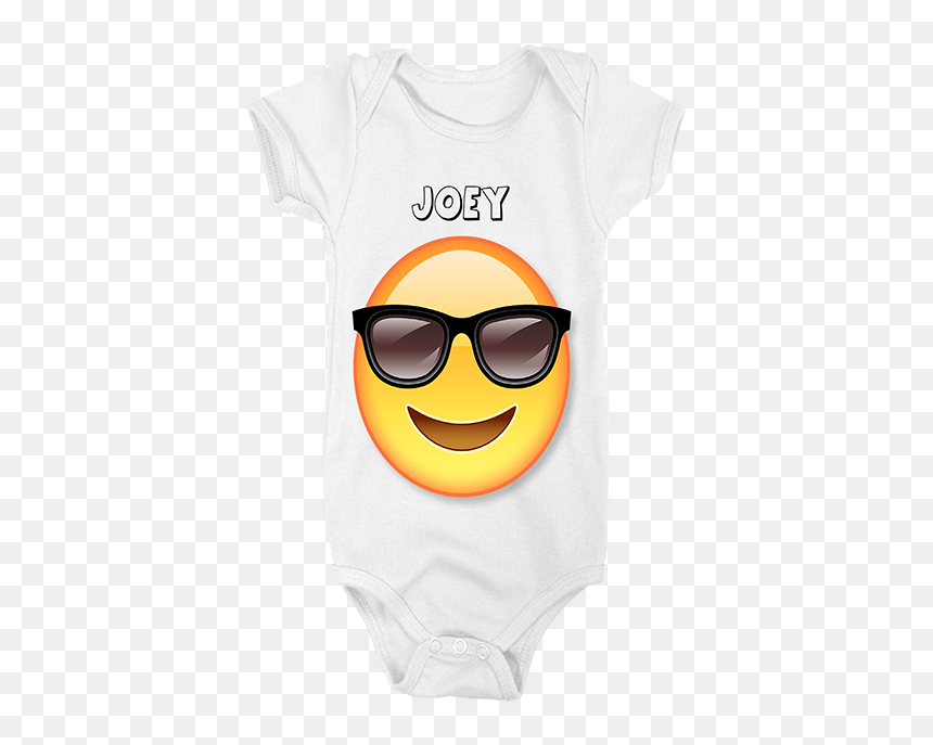 Sunglasses Emoji Customised Baby Grow - Smiley, HD Png Download - sunglass emoji png