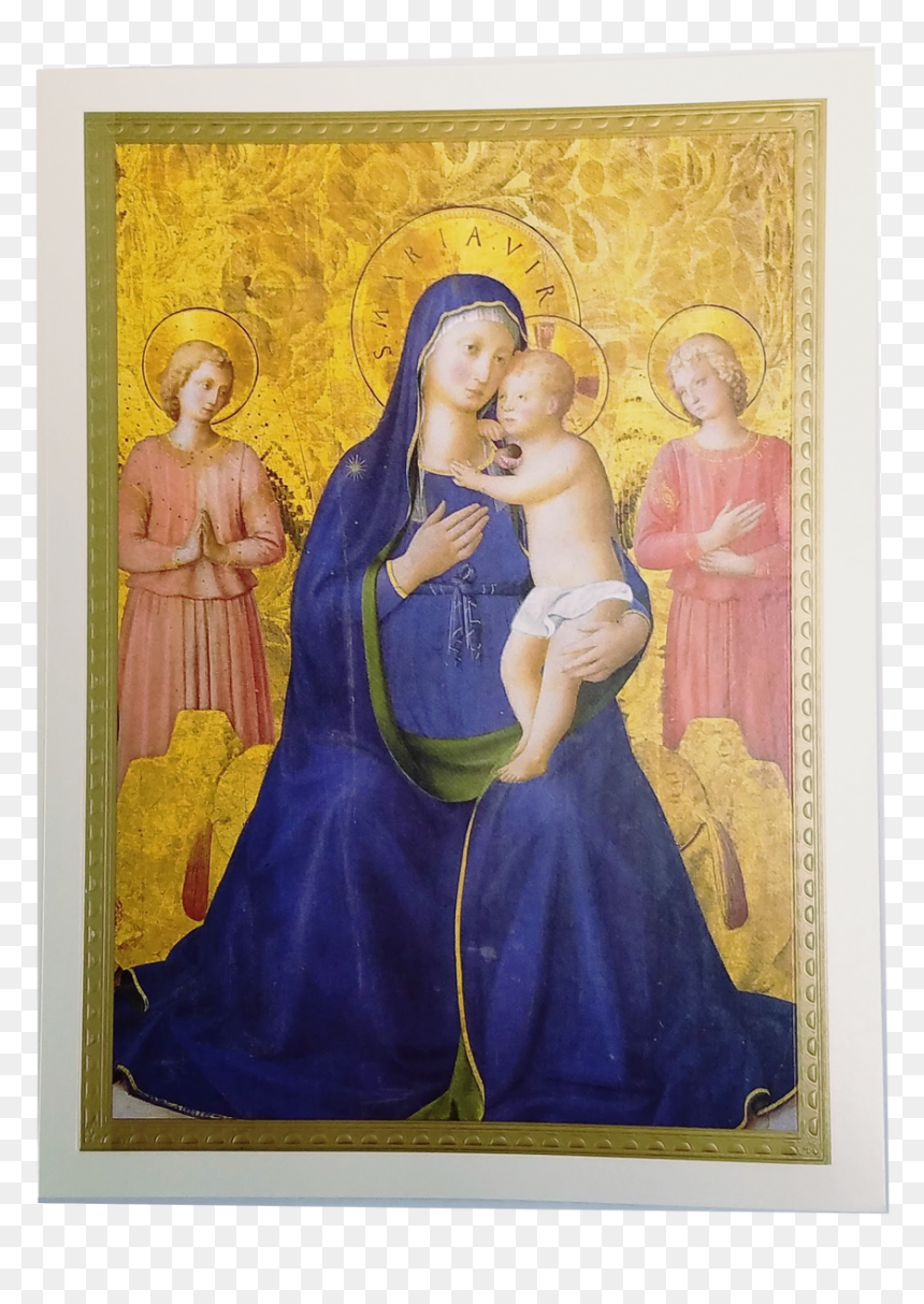 Madonna & Child Icon Embossed Mass Card Christmas In - Fra Angelico, HD Png Download - christmas card frame png