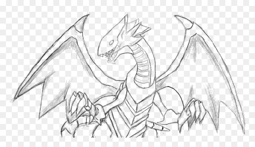Blue Eyes Png -yu Gi Oh Blue Eyes White Dragon Linework - Yu Gi Oh Drawings, Transparent Png - white eyes png