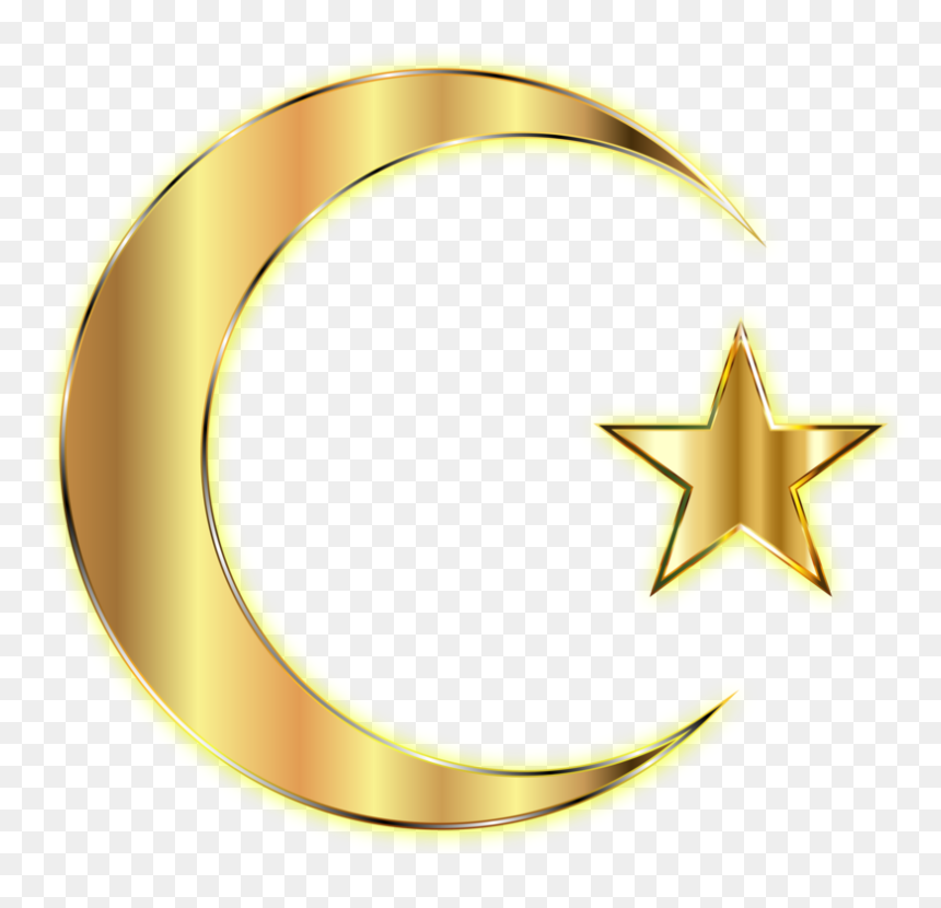 Star And Crescent Moon Computer Icons - Golden Moon And Star, HD Png Download - star icon png transparent background