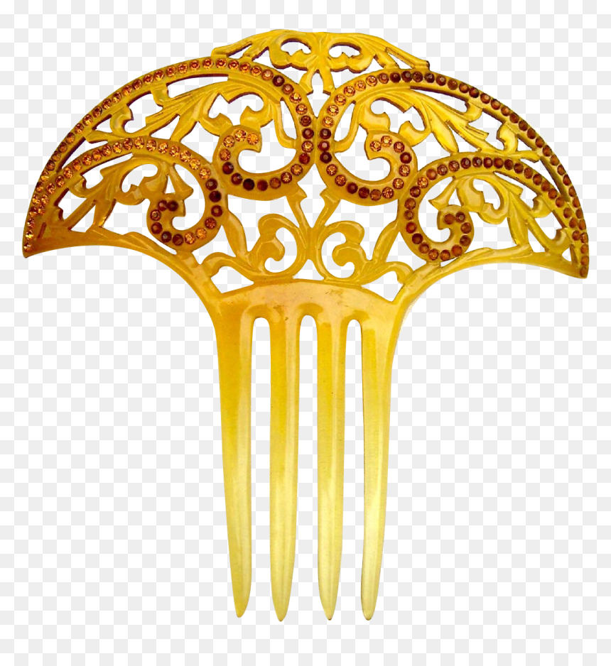 Art Deco Hair Comb Amber Celluloid Spanish Style Hair - Health & Beauty, HD Png Download - hair comb png