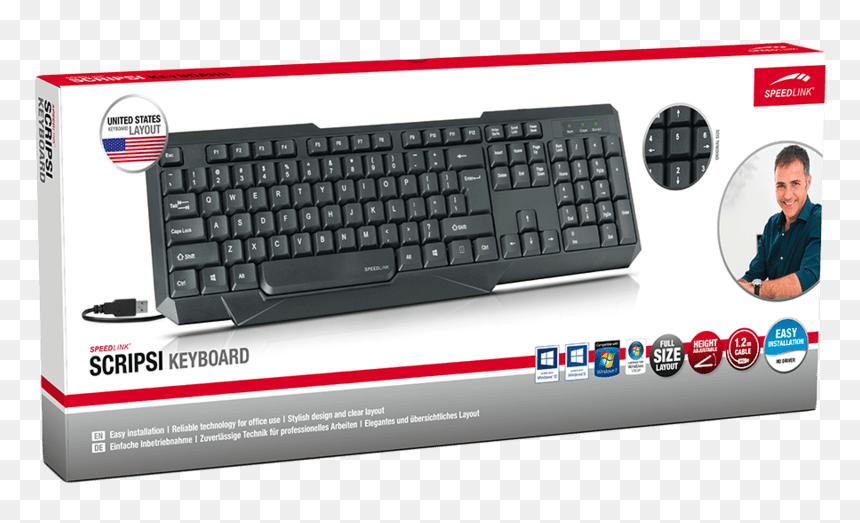Speedlink Scripsi Keyboard Usb Black Us Layout Full - Astrum Keyboard, HD Png Download - arrow keys png