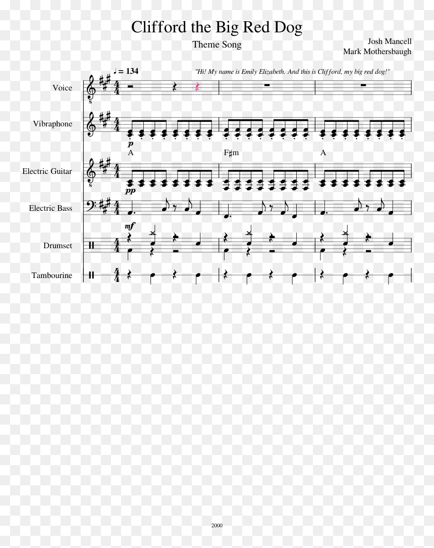 Sheet Music, HD Png Download - clifford the big red dog png