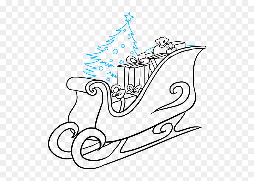 How To Draw Santa"s Sleigh - Santa Sleigh To Draw, HD Png Download - santas sleigh png