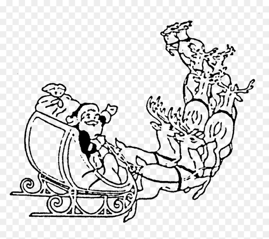 Santa"s Sleigh Rubber Stamp"
 Title="santa"s Sleigh, HD Png Download - santas sleigh png