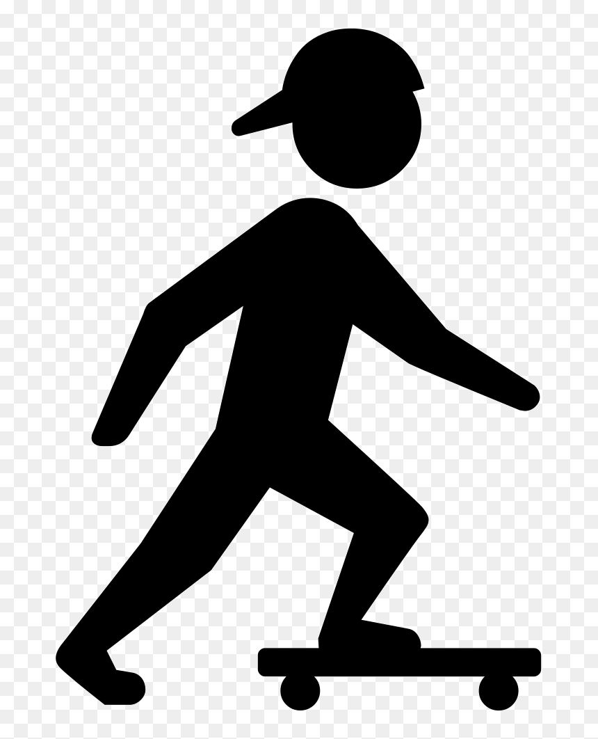 Silhouette,clip - Teenager Black And White Png, Transparent Png - skateboard silhouette png