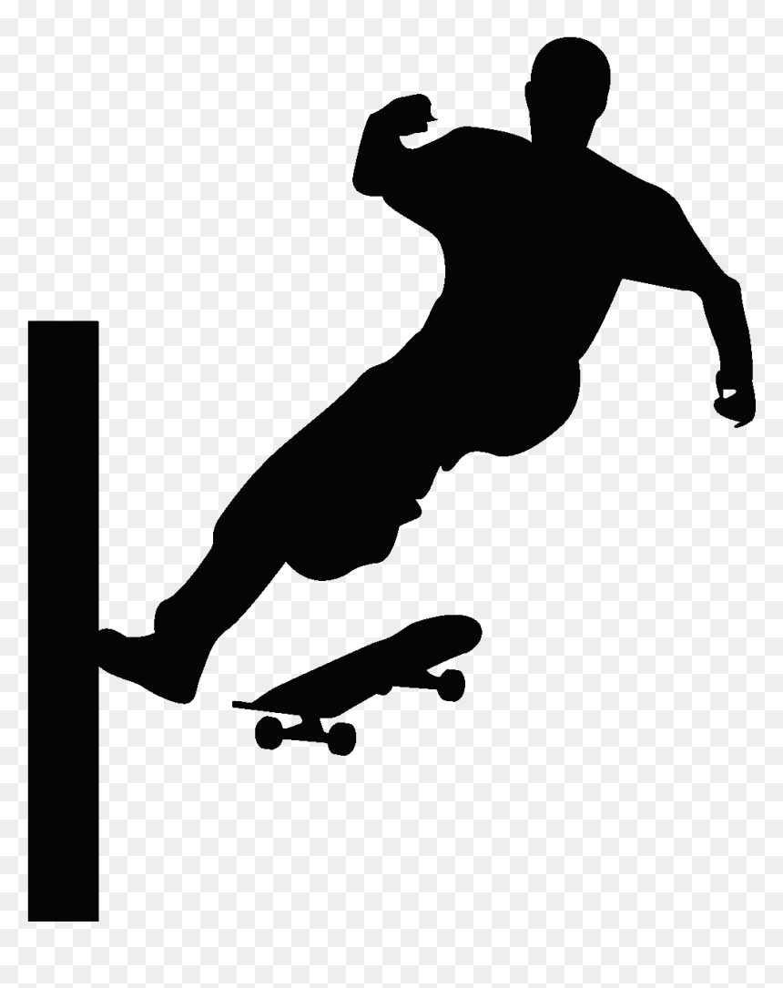 Sticker Silhouette Joueur De Skateboard Ambiance Sticker - Parkour Png, Transparent Png - skateboard silhouette png
