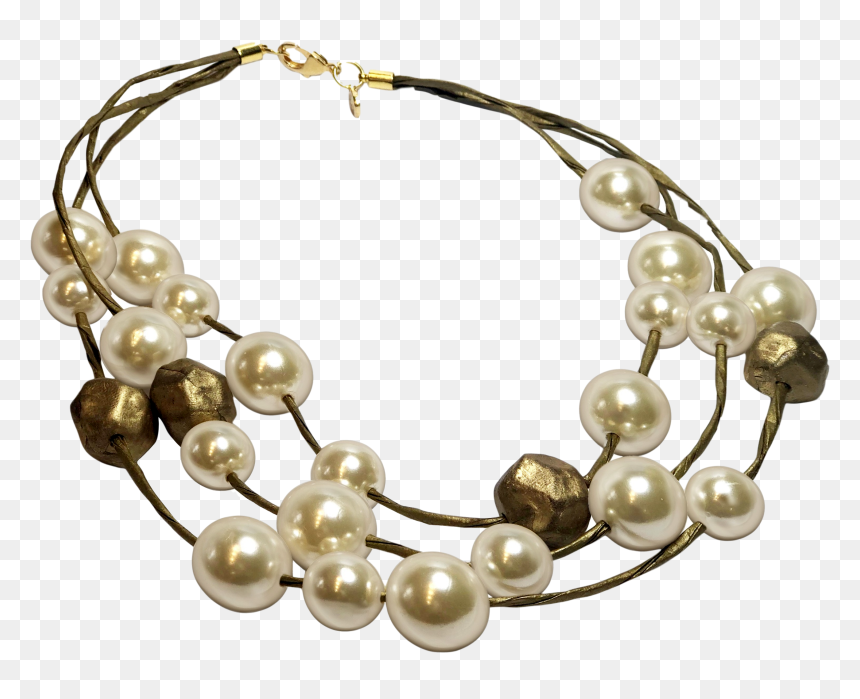 Recycled Paper And Pearl Necklace With Gold Cold Ceramic - Pearl, HD Png Download - strand of pearls png