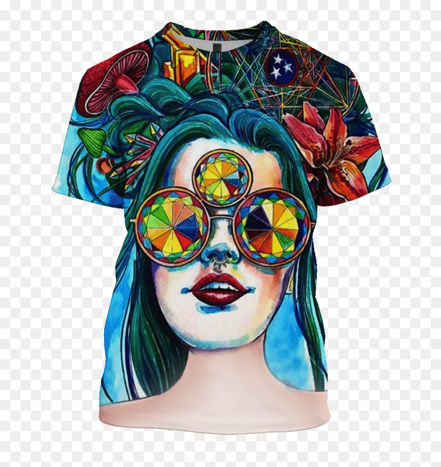 Gearhuman 3d Hippie Beautiful Personality Wonman Custom - Psychedelic Drawings, HD Png Download - hippie glasses png