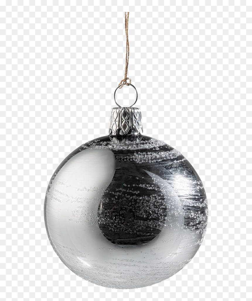 Glass Bauble Silver, 6cm - Earrings, HD Png Download - silver christmas ornament png