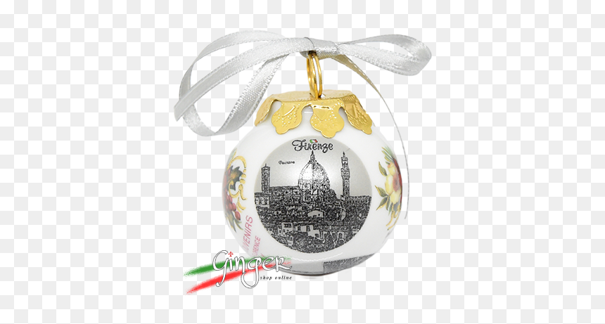Palla Di Natale In Porcellana, Christmas Ornament, - Badge, HD Png Download - silver christmas ornament png