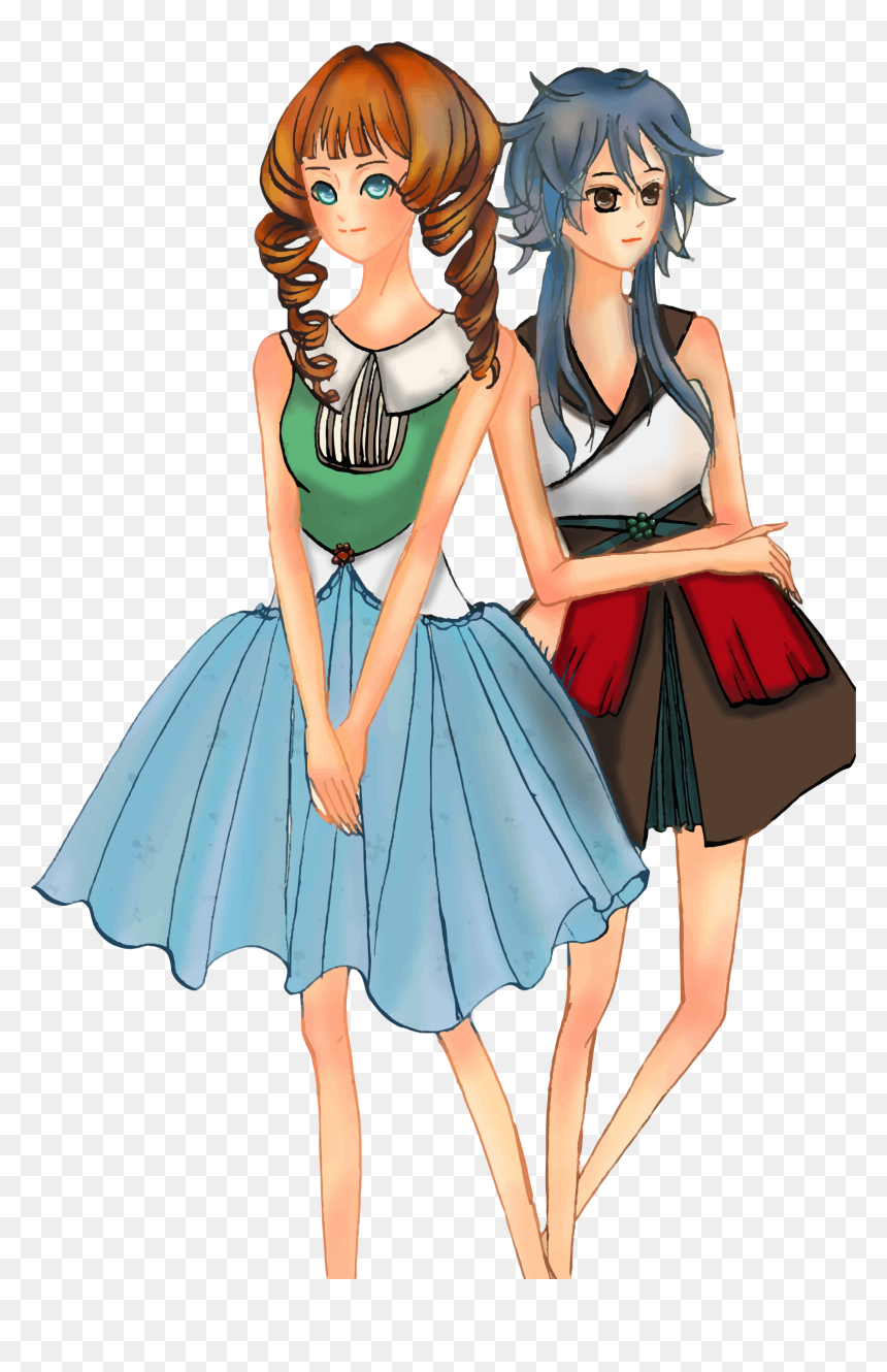 Transparent Two Mice Clipart - Cartoon Girls Image Png, Png Download - anime school girl png