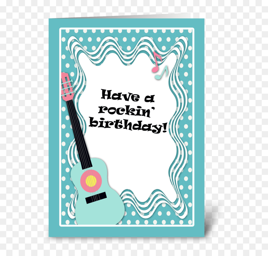 Blue Guitar, Polka Dot Birthday Card Greeting Card - Birthday Card Guitar, HD Png Download - birthday card png