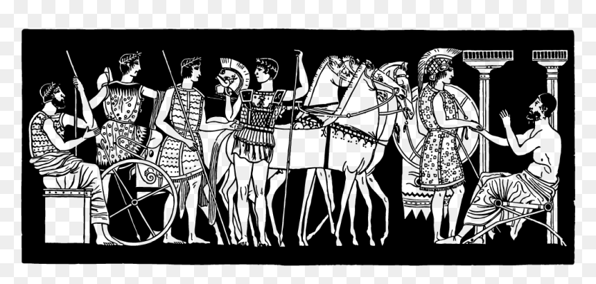 Chariot Drawing Ancient Greek - Ancient Greek Art Illustration, HD Png Download - greek columns png