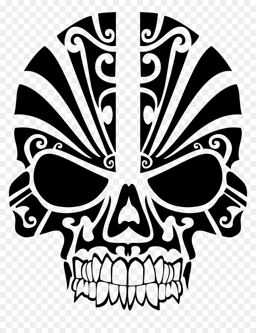 Clipart Skull Silhouette - Tribal Skull Silhouette, HD Png Download - skull art png