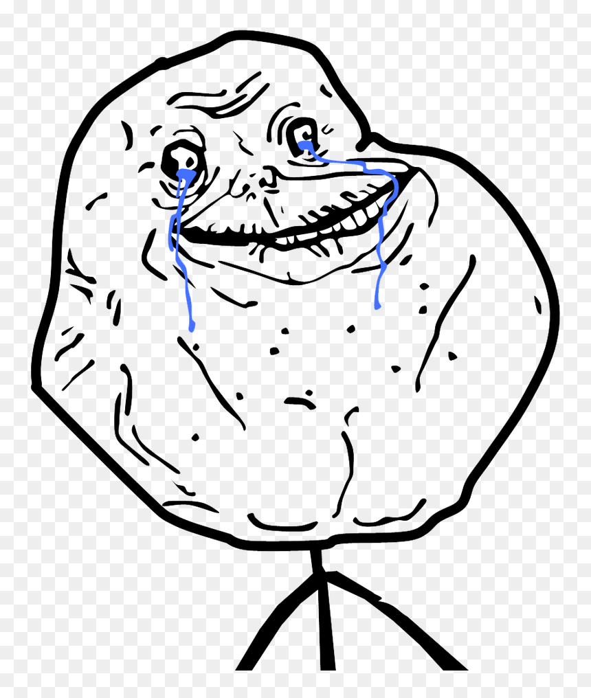 Transparent Lonely Clipart - Forever Alone Meme Png, Png Download - crying troll face png