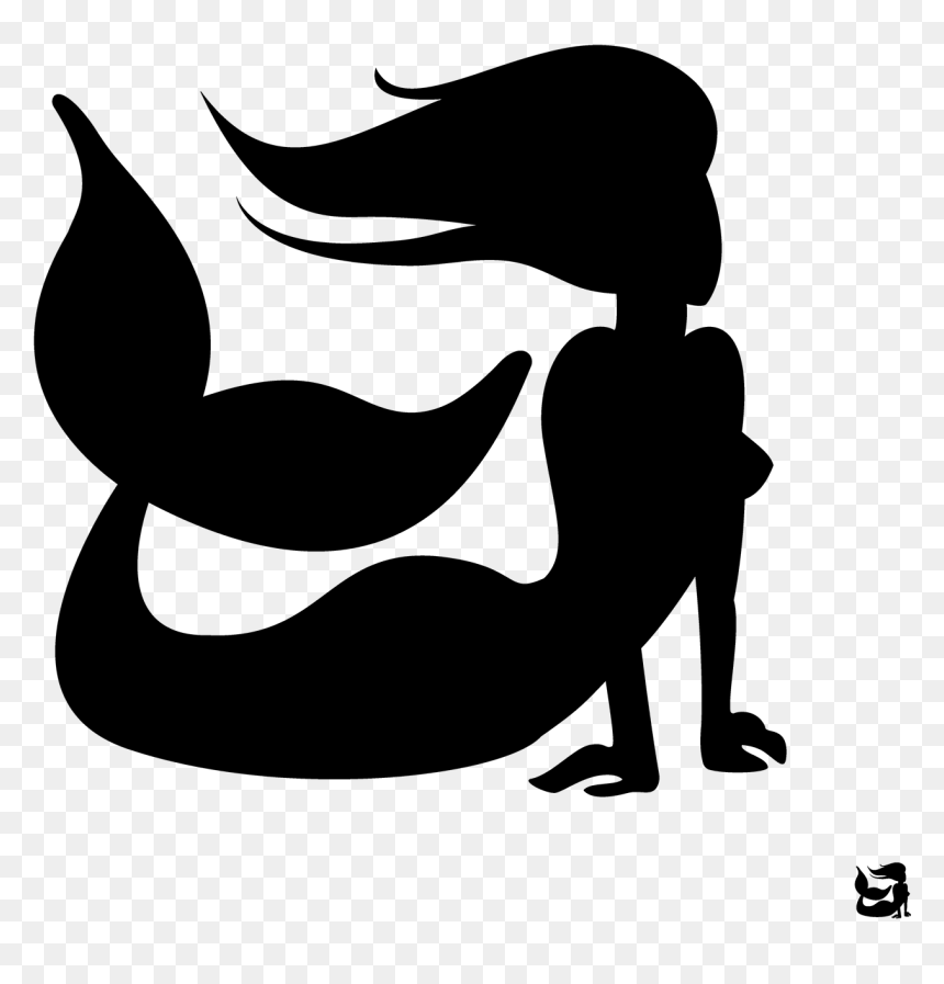 Mermaid Black And White, HD Png Download - little mermaid png