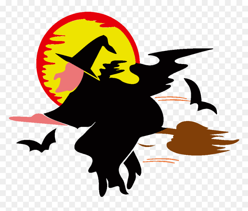 Witch And Bats Png, Transparent Png - happy halloween png