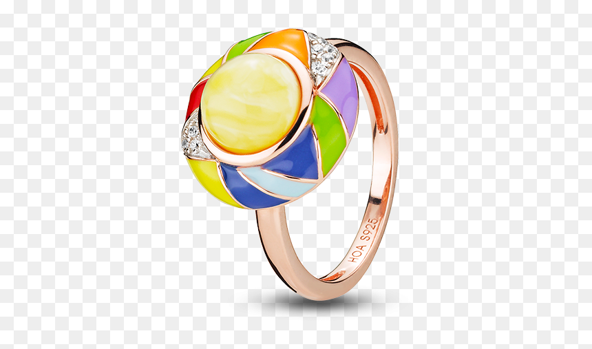 Harlequin Ring In Milky Amber And Enamel - Pre-engagement Ring, HD Png Download - lip ring png