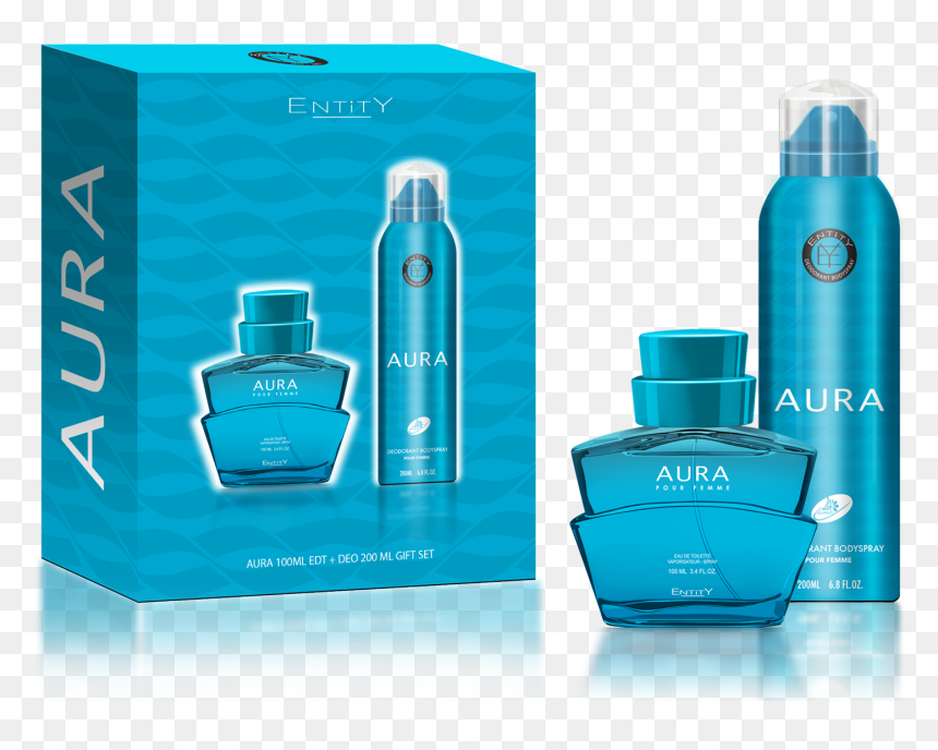 Aura Women 100ml Edt Deo 2pcs - Perfume, HD Png Download - blue aura png