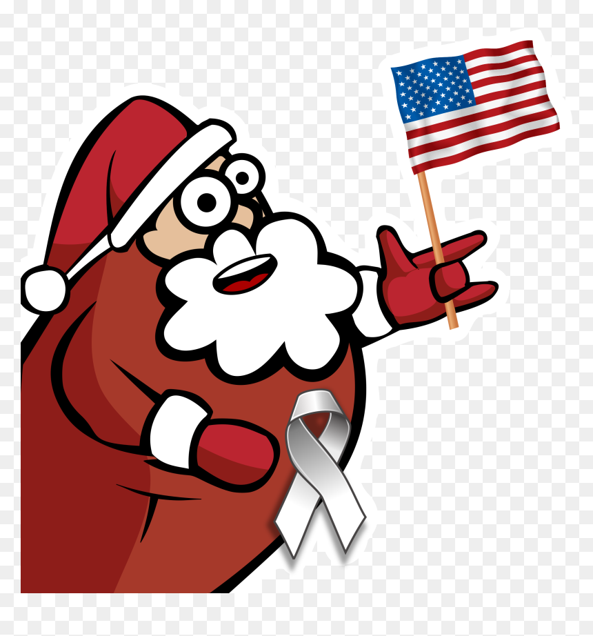 Free Funny Looking Santa Holding An American Flag Clip - American Flag Funny Clipart, HD Png Download - american flag clipart png