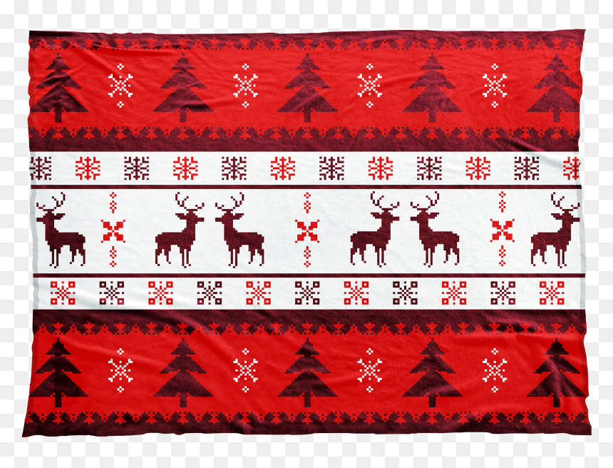 Reindeer, Snowflakes, And Christmas Trees Adorn This - Christmas Blanket Design, HD Png Download - blankets png