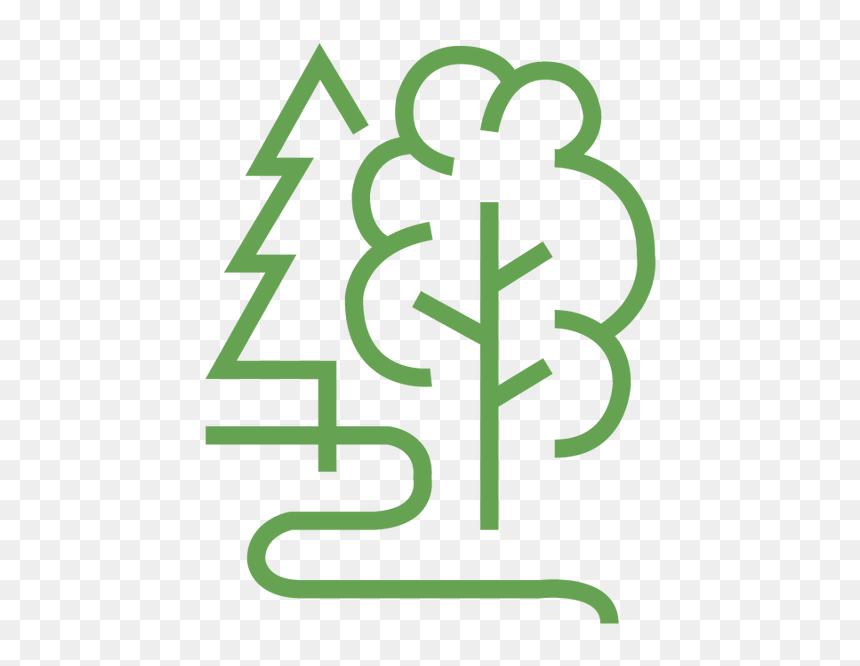 Green Illustrated Icon Showing Two Trees And A Stream - Calligraphy, HD Png Download - river icon png