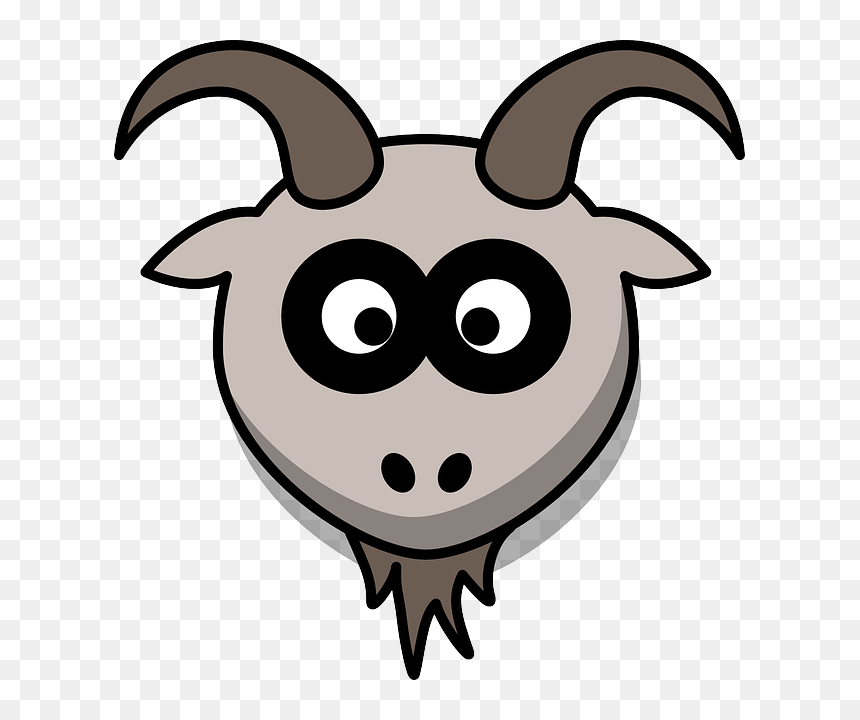 Goat, Head, Cartoon, Gray, Animal, Mountains - Goat Head Clipart, HD Png Download - cartoon mountains png