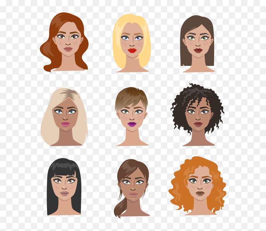 Types Of Female Hairstyles, HD Png Download - hair with bangs png