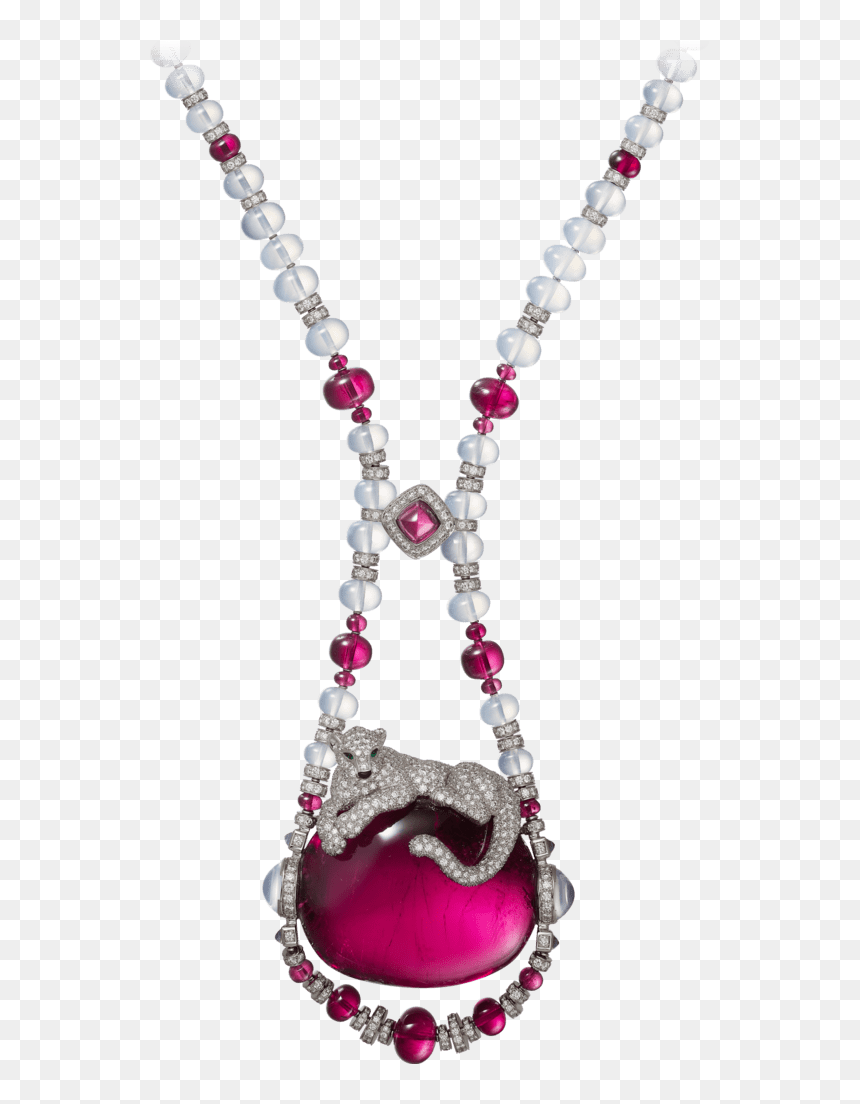 Cartier High Jewelry Necklace White Gold Rubellites, HD Png Download - locket png