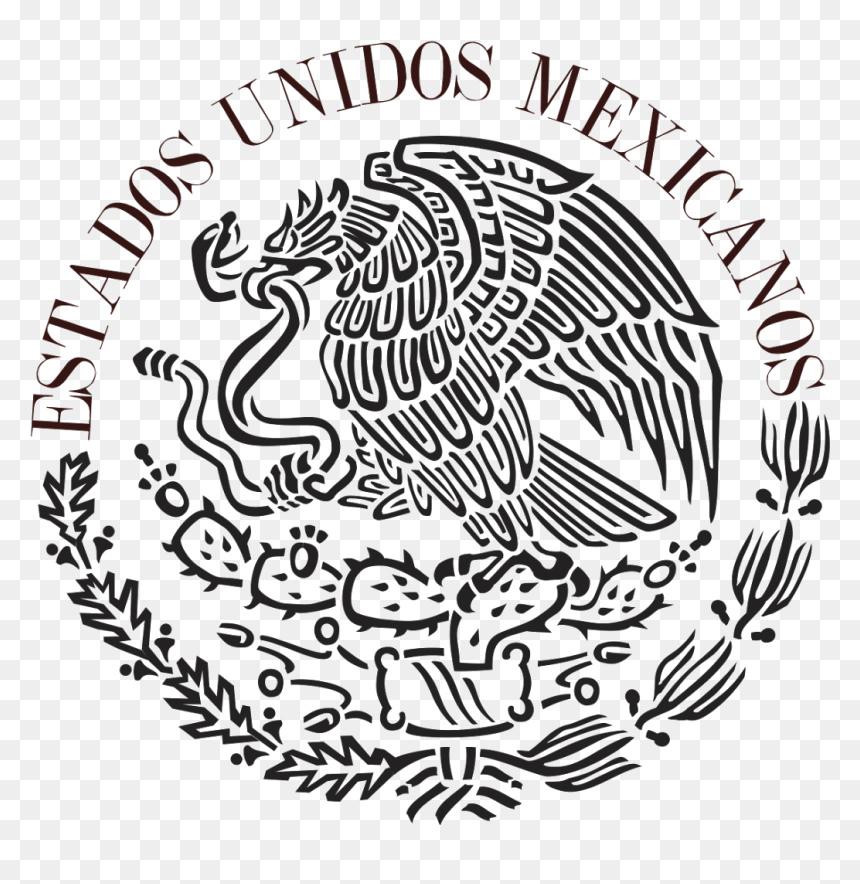 Mexican Flag Eagle Black And White, HD Png Download - bandera mexicana png