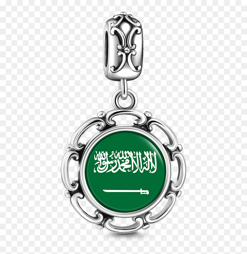 Saudi Arabia Flag Dangle Charm Silver"
 Class= - Flag, HD Png Download - saudi arabia flag png