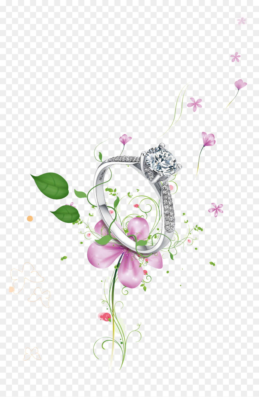 Diamond Love In Wedding Falling Ring Clipart - Wedding Flower Falling Png, Transparent Png - engagement ring clipart png