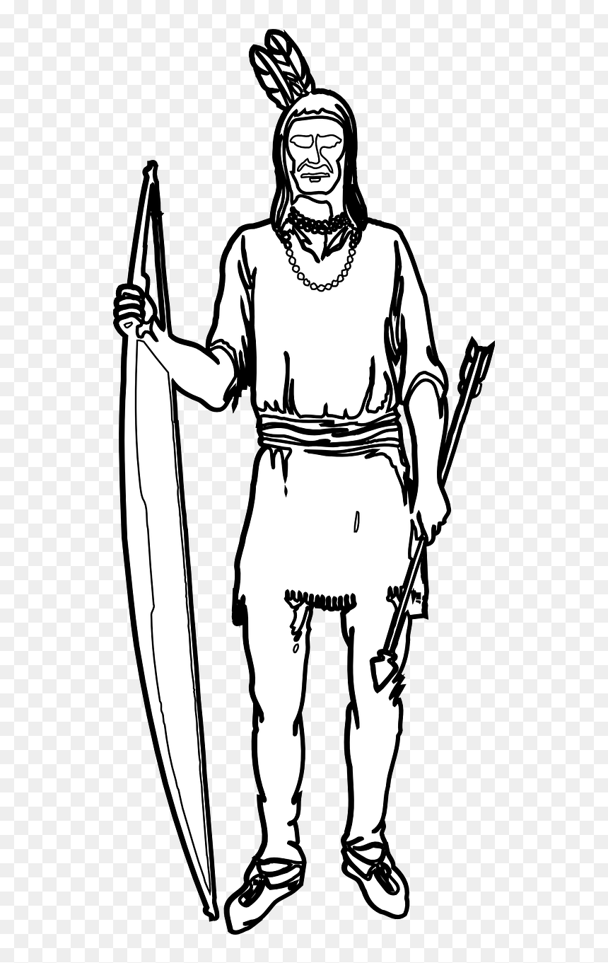 Indian,bow,arrow,native American,tribe,free Vector - Native American Person Outline, HD Png Download - bow vector png