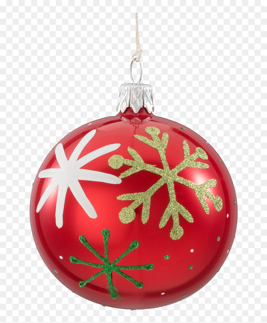 Glass Bauble Red Opalescent With Snowflakes, 7 Cm - Christmas Bauble, HD Png Download - red snowflake png