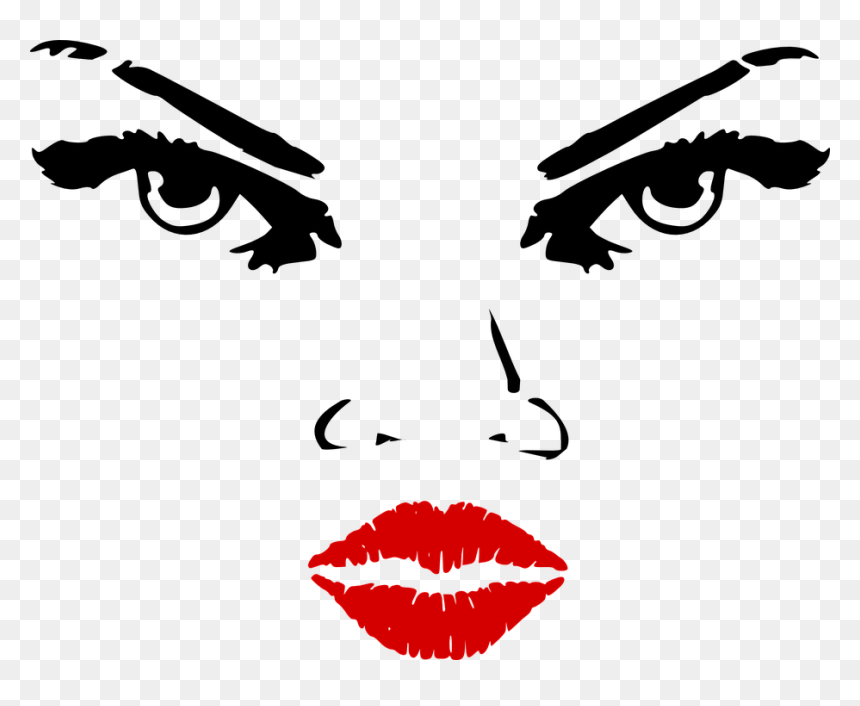 Features Facial Woman Lips Eyes Nose Red - Lips Clip Art, HD Png Download - nose clipart png