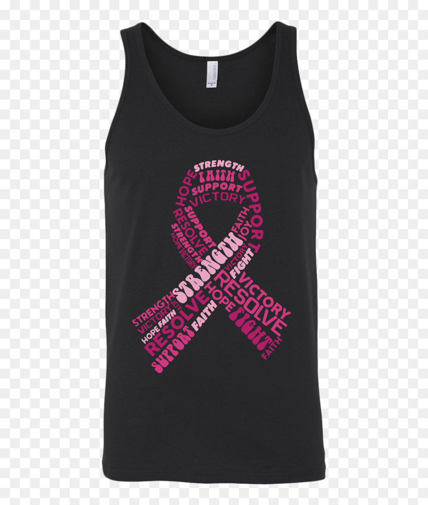 Strength Faith Support Victory Pink Ribbon Breast Cancer - Cross, HD Png Download - breast cancer ribbon transparent png
