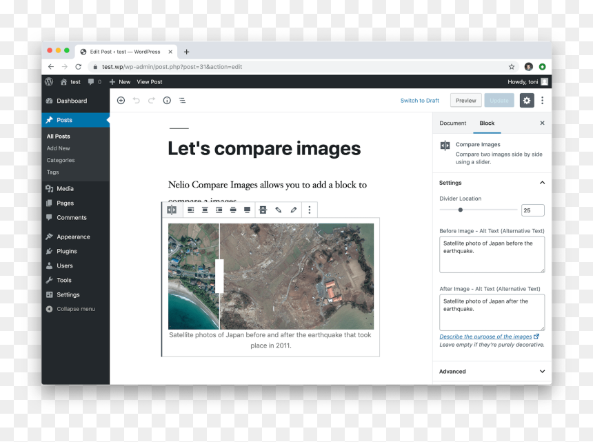 The Nelio Compare Images Block Allows You To Indicate - Wordpress Full Page Editor, HD Png Download - web dividers png
