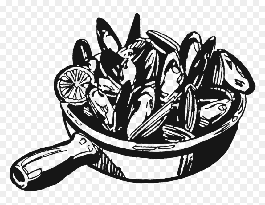 Clam Png Black And White - Dish, Transparent Png - clams png