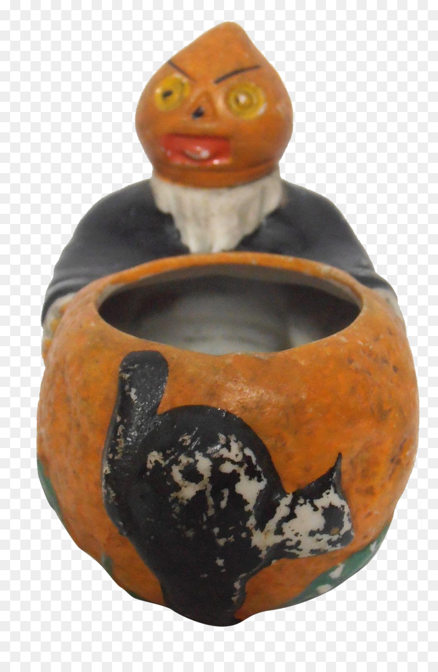 Halloween Candy Container Jack O Lantern Black Cat - Earthenware, HD Png Download - halloween black cat png