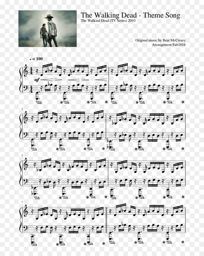 Twd Png -the Walking Dead - Walking Dead Partitura Piano, Transparent Png - the walking dead rick png
