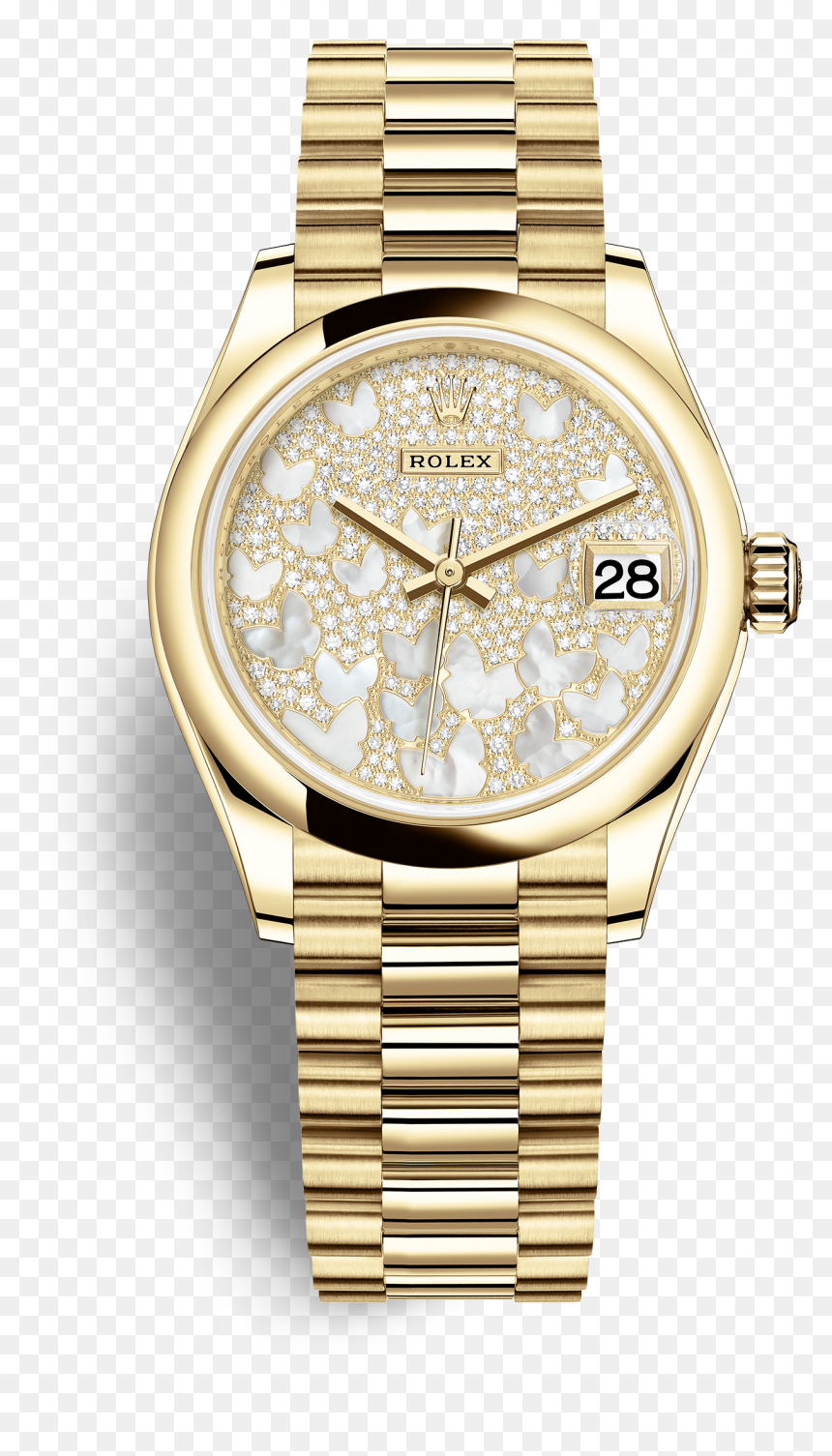 Transparent Rolex Clipart - Rolex Datejust 31 Rose Gold, HD Png Download - gold butterfly png