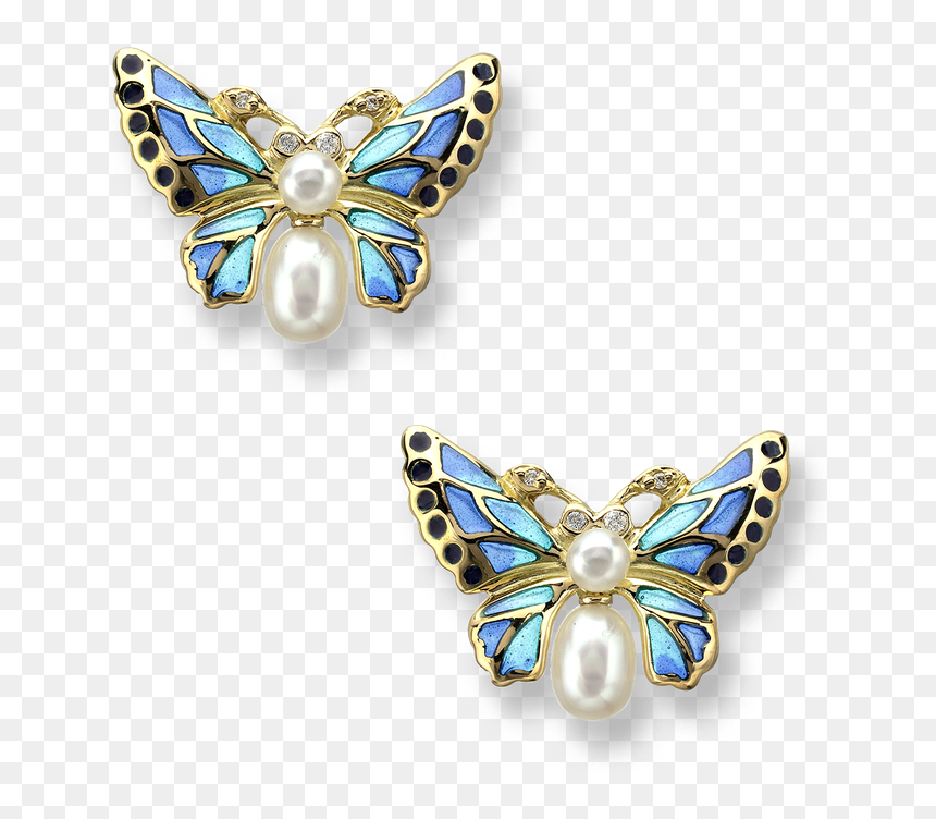 Nicole Barr Designs 18 Karat Gold Butterfly Earrings-blue, HD Png Download - gold butterfly png