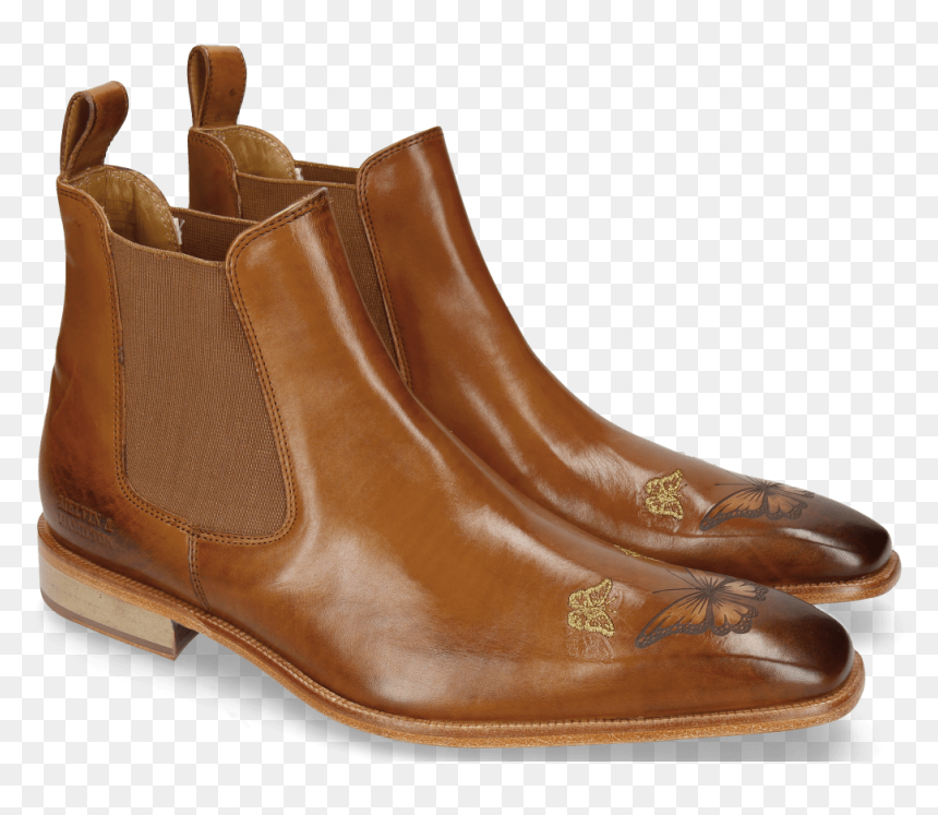 Ankle Boots Clark 22 Tan Embroidery Small Butterfly - Melvin En Hamilton Clark, HD Png Download - gold butterfly png
